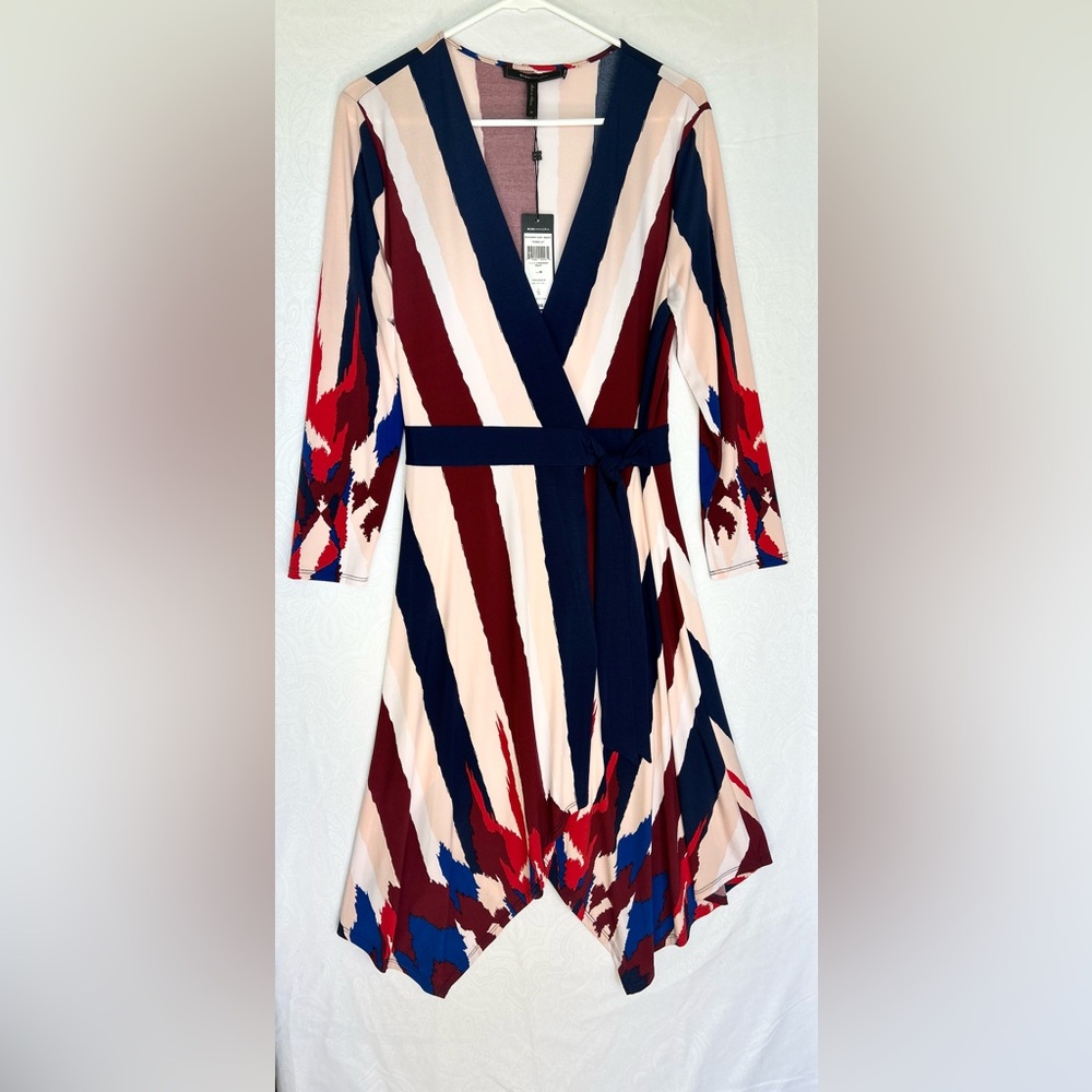 New BCBGMaxAzria Elegant Multicolor Wrap Dress